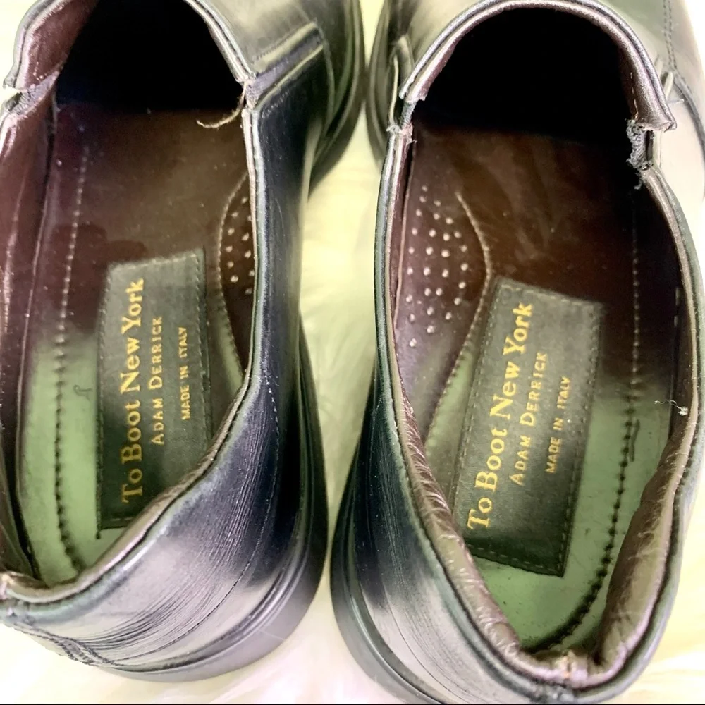TO BOOT NEW YORK ADAM DERRICK Men's Black Leather Italian Slip-Ons, 7.5/40 EU